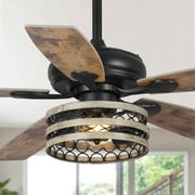 Parrot Uncle 52" Farmhouse Wood 5-Blade LED Ceiling Fan with Remote