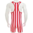 thumbnail image 4 of Sxiwei Men's Striped Wrestling Singlet Bodysuit Workout Sportwear Jumpsuit One Piece Swimsuit Red&White S, 4 of 7