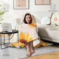 thumbnail image 4 of Wearable Blanket,Newspaper Text Sunflower Pattern Hooded Wearable Sherpa Blanket for Adults & Teens,Winter Poncho Shawl Wrap Cape Thick Warm,60"x80", 4 of 5