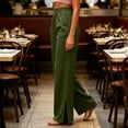 thumbnail image 4 of Maplenight Women's Wide Leg Pants with Pockets Elastic High Waist Loose Casual Business Summer Lounge Travel Vacation Trousers, 4 of 6
