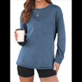 thumbnail image 2 of Tops de Larga para Mujer, Holgados, Bonitos, Gruesos, para Otoño e Invierno, Ropa de Crucero A Azul M, 2 of 9