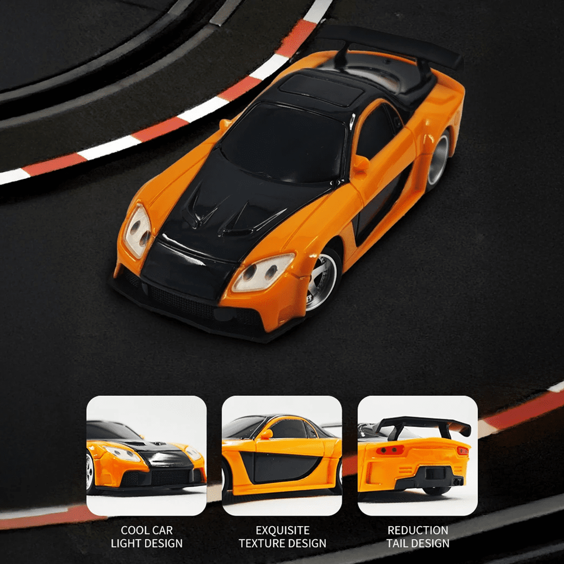 1/43 Scale Mini RC Drift Car, 2.4G 4WD Full Proportional Remote Control Sport Racing Car with 15KM/H High Speed & LED Lights, RC Electric Vehicle Toys for Adults