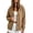 Khaki, variant on Women Notch Lapel Button Hooded Sevevn Cardigan Long Sleeve Dual Side Pocket Loose Fit Casual Sweatshirt Jacket