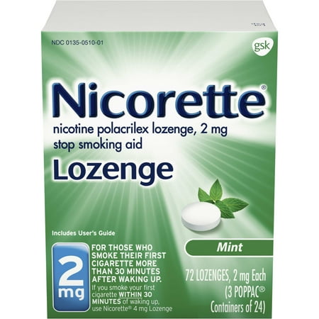 Nicorette Nicotine Lozenge, Stop Smoking Aid, 2 mg, Mint Flavor, 72