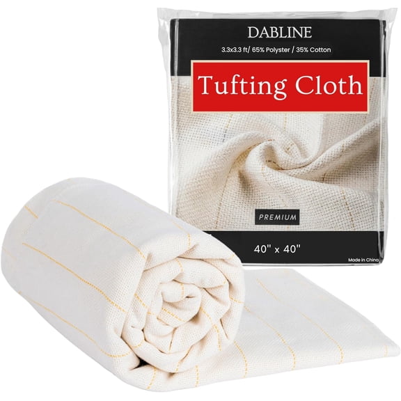 DABLINE 40" x 40" Large Overlocking Primary Tufting Cloth for Rug Tufting with Marked Lines, Monks Cloth for Punch Needle 3.3x3.3 feet