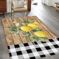 thumbnail image 3 of Hello Summer Lemons Washable Area Rugs 2.7'x5', Farmhouses Fruits Black Plaid Wood Grain Low Pile Throw Living Room Rug Non-Slip Sturdy Edge Binding Carpet for Indoor Entryway Bedside Kitchen, 3 of 9