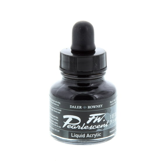 Daler-Rowney FW Pearlescent Liquid Acrylic, 1 oz. Bottle, Black