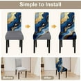 thumbnail image 5 of muroi Blue and Gold Marble Chair Covers for Dining Room Kitchen Set of 4 \u2013 Stretchable, Stylish Dining Chair Slipcovers, Washable, Luxury Modern Home Décor, 5 of 7