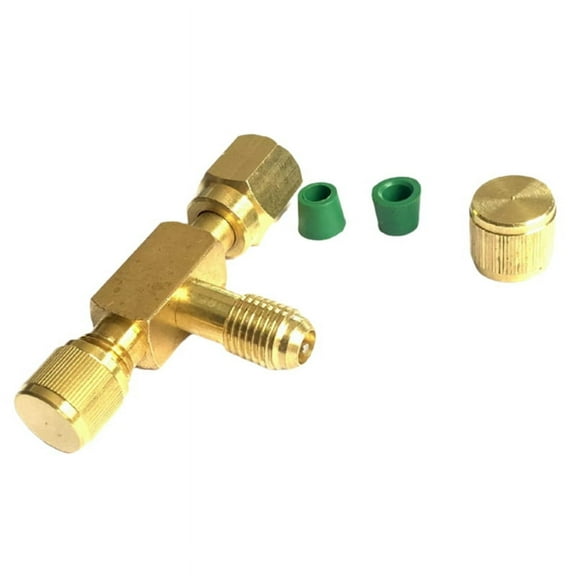 T-Adapter with Swivel 1/4 SAE Male Thread Fittings New Pump Solid Brass Refrigeration Service Valve