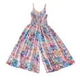 thumbnail image 1 of Odeerbi 7-18 Años Niñas Verano Floral Rompers Algodón Pierna Ancha Jumpsuit Primavera Seda Francés Vacaciones Estilo Tirantes Pantalones, 1 of 5