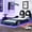 Blue, variant on Wood Twin Race Car Bed with LED and Safety Design / Secure and Comfortable Sleep