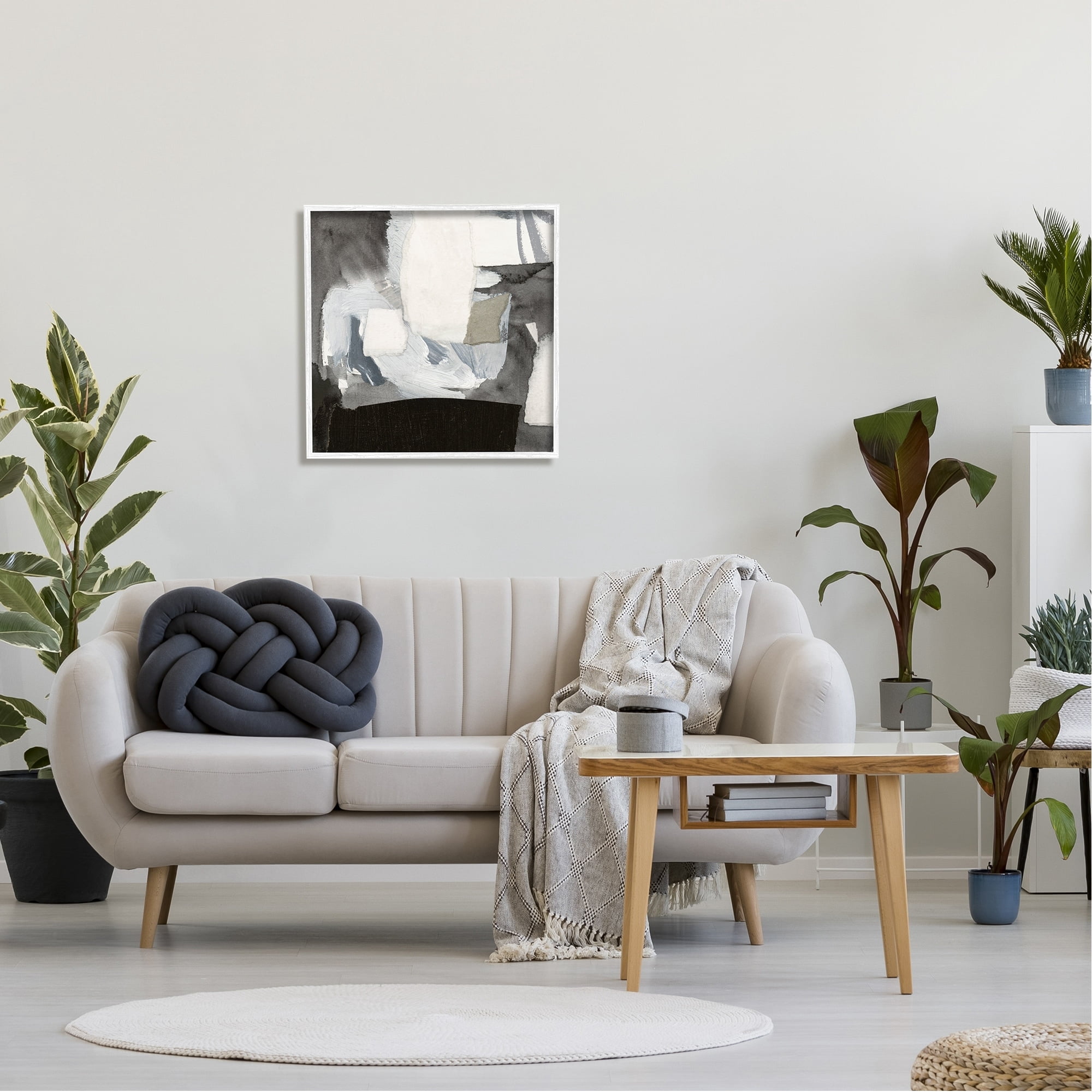 Stupell Industries Blocked Abstract Shapes Geometric Paint Strokes Collage Painting White Framed Art Print Wall Art, Design by Victoria Barnes