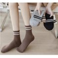 thumbnail image 6 of JIANFANG Womens Striped Crew Socks Brown Vintage Retro Athletic Socks 5 Pairs, 6 of 7