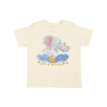 

Inktastic Cute Elephant Family on Cloud with Moon and Stars Gift Toddler Boy or Toddler Girl T-Shirt
