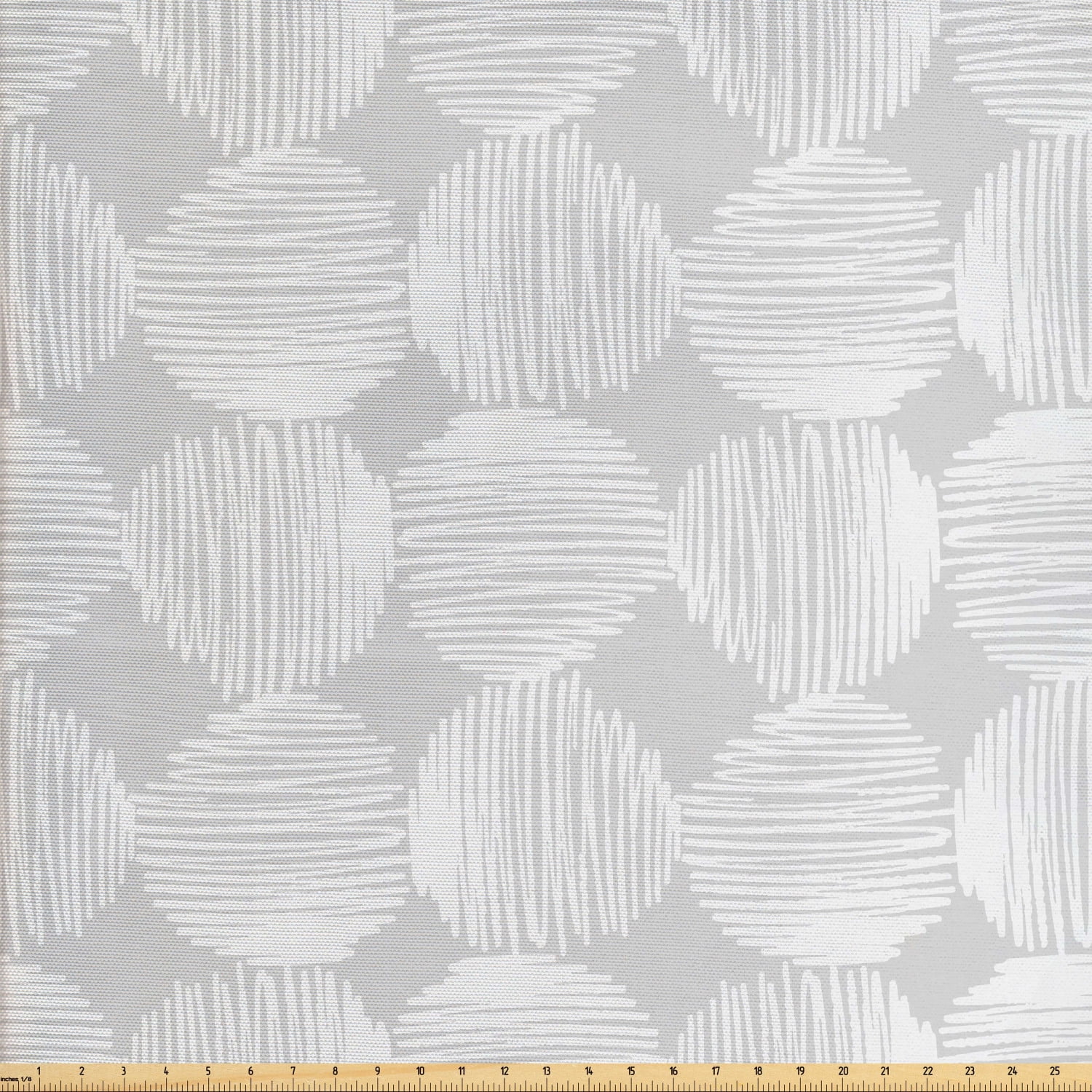 Geometric Upholstery Fabric by the Yard, Neutral Scribble Effect Hand Drawn Style Rounds with