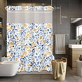 thumbnail image 5 of Watercolor Grey No Hooks Shower Curtain with Snap-in Liner Blue and Yellow Flower Leaves Spring Plant Shower Curtains for Bathroom, Waterproof, Easy Install, Washable 48"x72", 5 of 9
