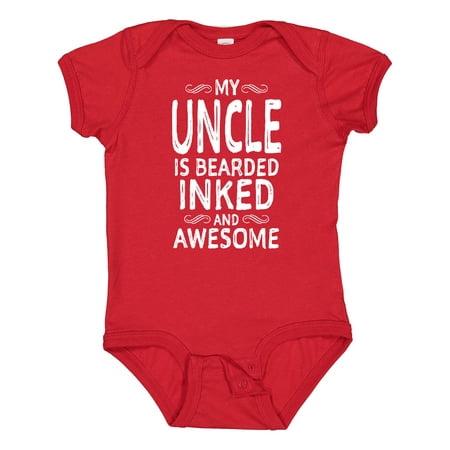 

Inktastic My Uncle is Bearded Inked and Awesome Gift Baby Boy or Baby Girl Bodysuit