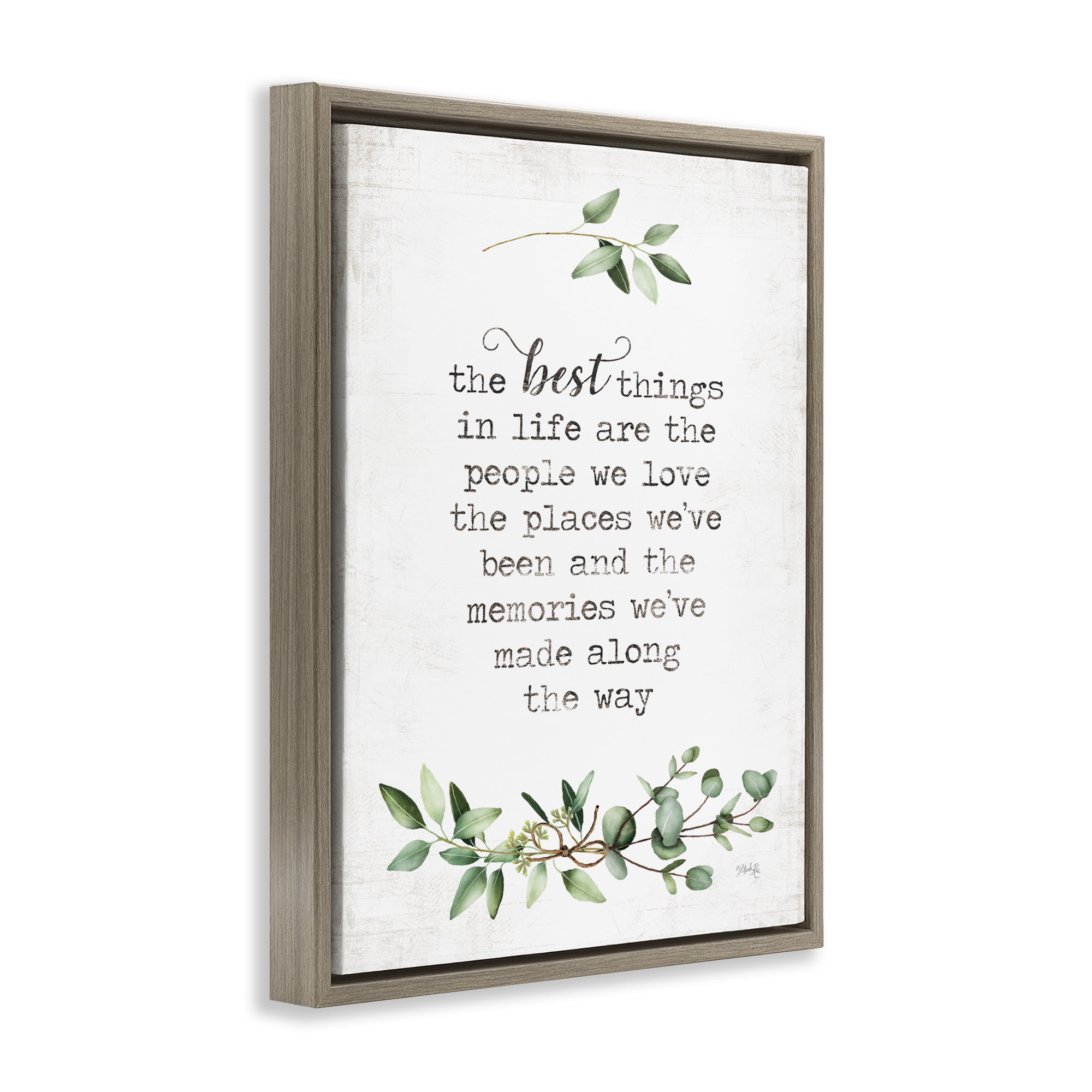 Stupell Industries Best Things In Life Sentiment Inspirational Painting Brown Floater Framed Canvas Art Print Wall Art, 25 x 31