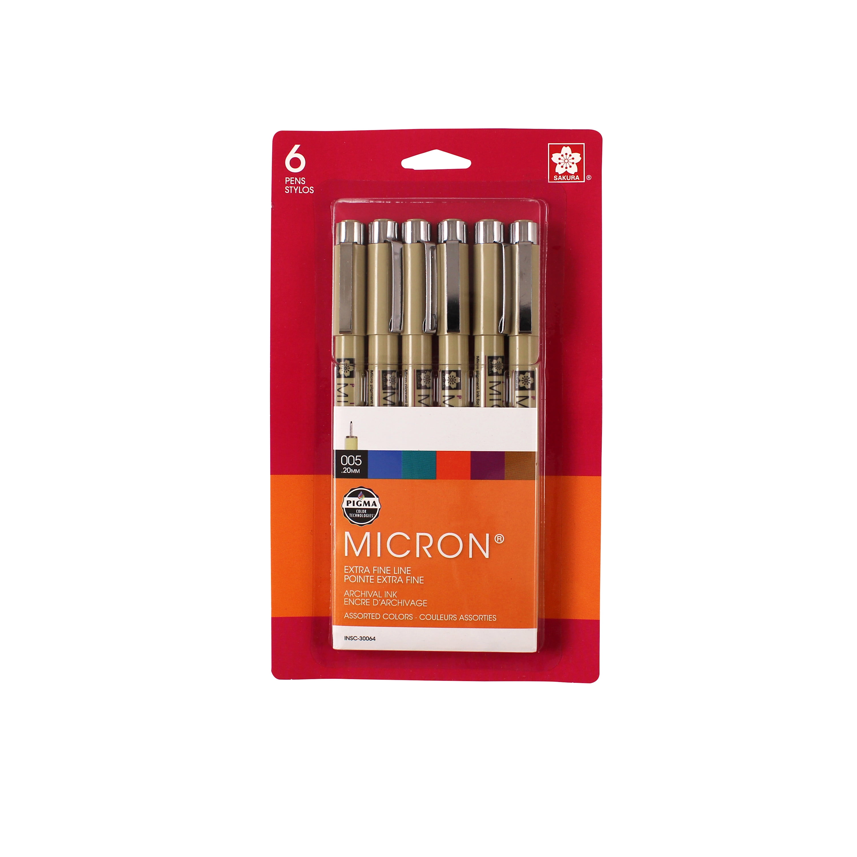 Sakura Pigma Micron Pen Set, 6-Colors, .20 mm