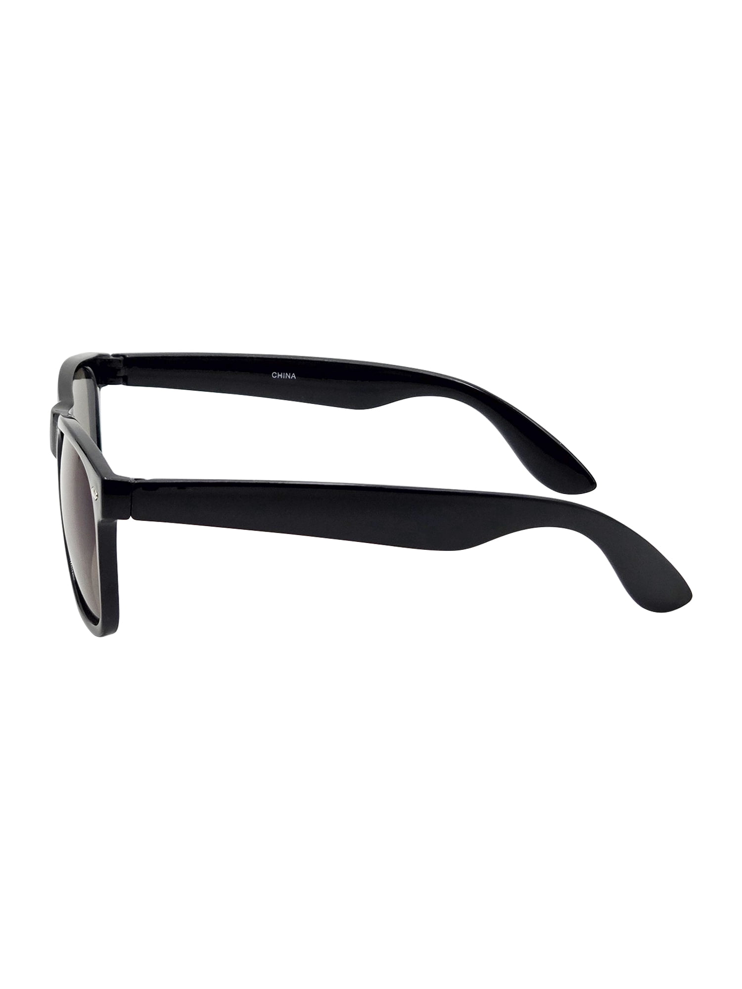 Mens Plastic Wayfarer Black Frame Blue Mirror Lens Sunglasses