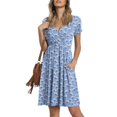 thumbnail image 2 of Ruyang 2024 Floral Beach Dresses for Women Short Sleeve V Neck Dress Loose And Comfortable Beach Sundress With Pockets Casual Lady Dresses, 2 of 9