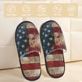 thumbnail image 2 of Bixox Men's Women's American Flag1 Patterned Plush House Slippers, Memory Foam Slippers, Indoor and Outdoor Warm Plush Bedroom Shoes, Soft Flat Sole, Comfortable and Non-slip, 2 of 5