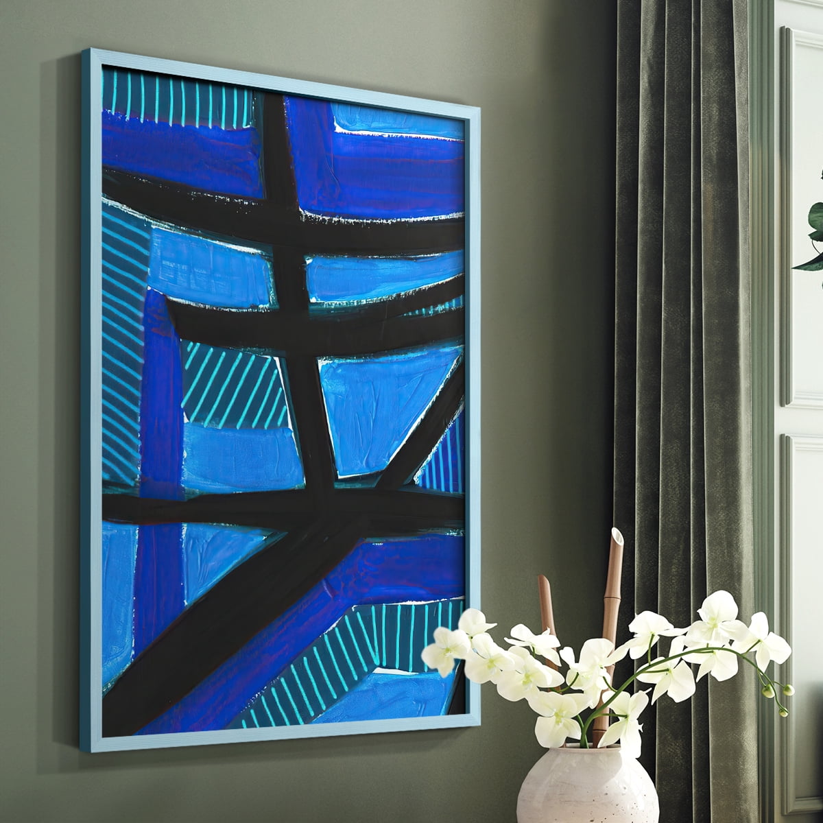 Involved Blues I Framed Print in Blue Solid Wood Framed Print No Nail Hanging