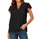 thumbnail image 1 of Camiseta informal para mujer con cuello en V y volantes ligera para mujer ajuste relajado (negro L) FLhrweasw Para estrenar, 1 of 8