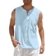 thumbnail image 1 of Camiseta sin mangas con cuello en V para hombre, color liso, moderna, holgada, informal, con cordón y bolsillo, sin mangas, de poliéster, 1 of 6