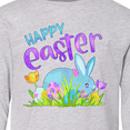 thumbnail image 4 of Inktastic Happy Easter Blue Bunny and Eggs in Grass Long Sleeve Youth T-Shirt, 4 of 5