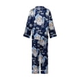 thumbnail image 3 of Family Matching Christmas Pajamas Set Santa Letter Print Holiday Satin Sleepwear Dad Mom Kids PJs, 3 of 10
