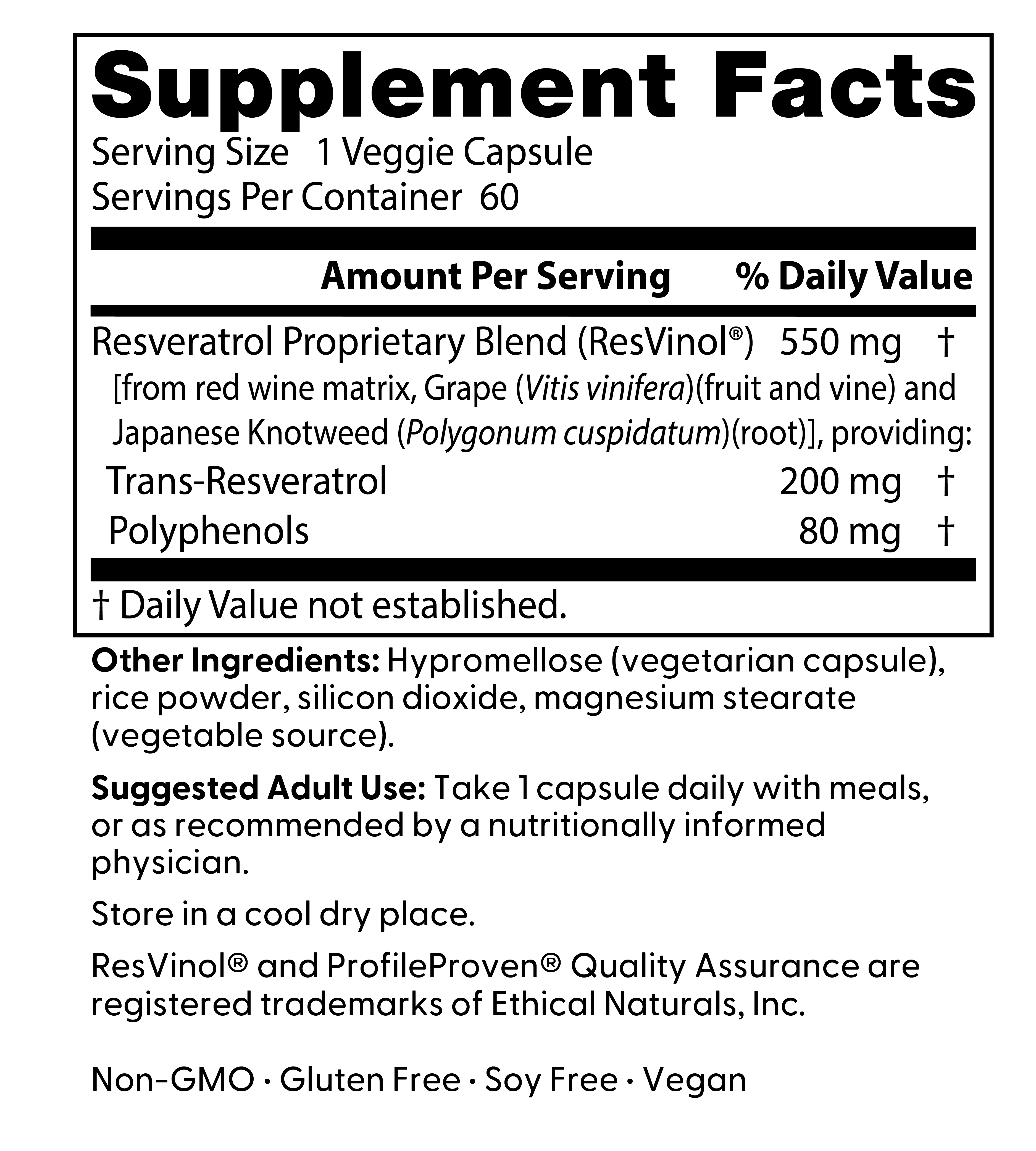 Doctor's Best Trans-Resveratrol with ResVinol, Non-GMO, Vegan, Gluten Free, Soy Free, 200 mg, 60 Veggie Caps