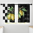 thumbnail image 4 of Lemon Flower Checkerboard Kitchen Curtains, Summer Vintage Leaf Short Window Curtains Set of 2, Window Treatment Tier Curtains for Kitchen Over Sink Bathroom Dining Room Decor (26x36 Inch), 4 of 6