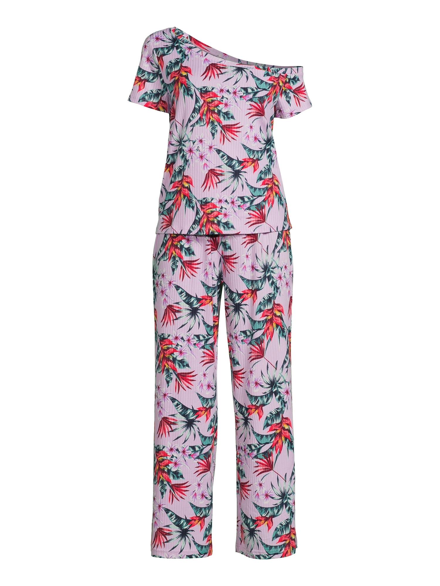 Secret Treasures Women's Off The Shoulder Tee and Pants Lounge Set, 2-Piece