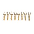thumbnail image 1 of 8 Pcs Brass Gold Plated Y Spade Speaker Plugs o Screw Fork Connector Adapter, 1 of 4