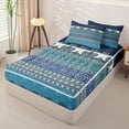thumbnail image 2 of jejeloiu Deep Border Zipper Full Size Comforter Sets with Fitted Sheet and 2 Pillowcases For Men Women,Nautical Print Zipper Bedding Set,Navy Teal,Navy Blue Reversible,4-Piece, 2 of 7