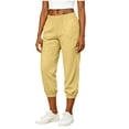 thumbnail image 3 of ZVAVZ Cotton Linen Joggers Pants for Women High Elastic Waisted Lounge Pants Lightweight Casual Travel Vacation Slacks with Pockets A-Yellow XL, 3 of 10