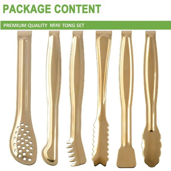 6X Mini Serving Tongs Set 6'', Stainless Steel Small Sugar Cube Tongs Ice Tong