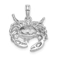 thumbnail image 3 of 14k White Gold Polished Open-Backed Polished Finish Solid Stone Crab Charm Pendant, 3 of 3