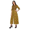 thumbnail image 3 of Moomaya Printed Roll Up Sleeve Long Kurti Front Slit Tunic Dress For Women, 3 of 5
