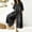Black, variant on Chuancc Women's Jumpsuits Elegant Business Casual Button Down V Neck Long Sleeve Strap Straight Long Pants With Pockets Black L