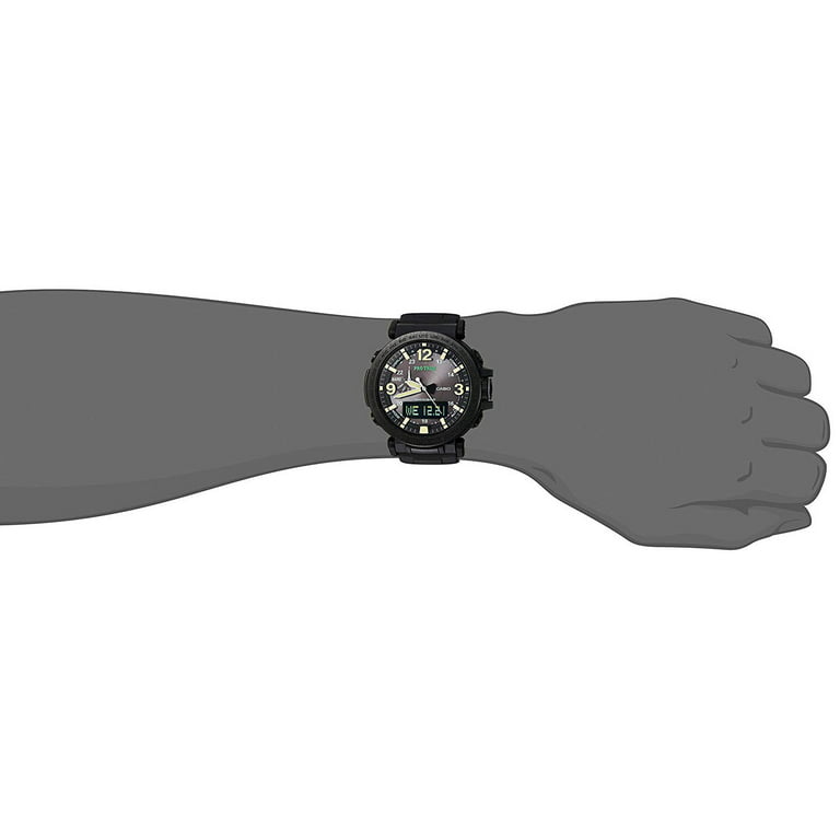 Casio Men's Pro Trek Solar Powered Triple Sensor Watch, Black Silicone  Strap - Walmart.com