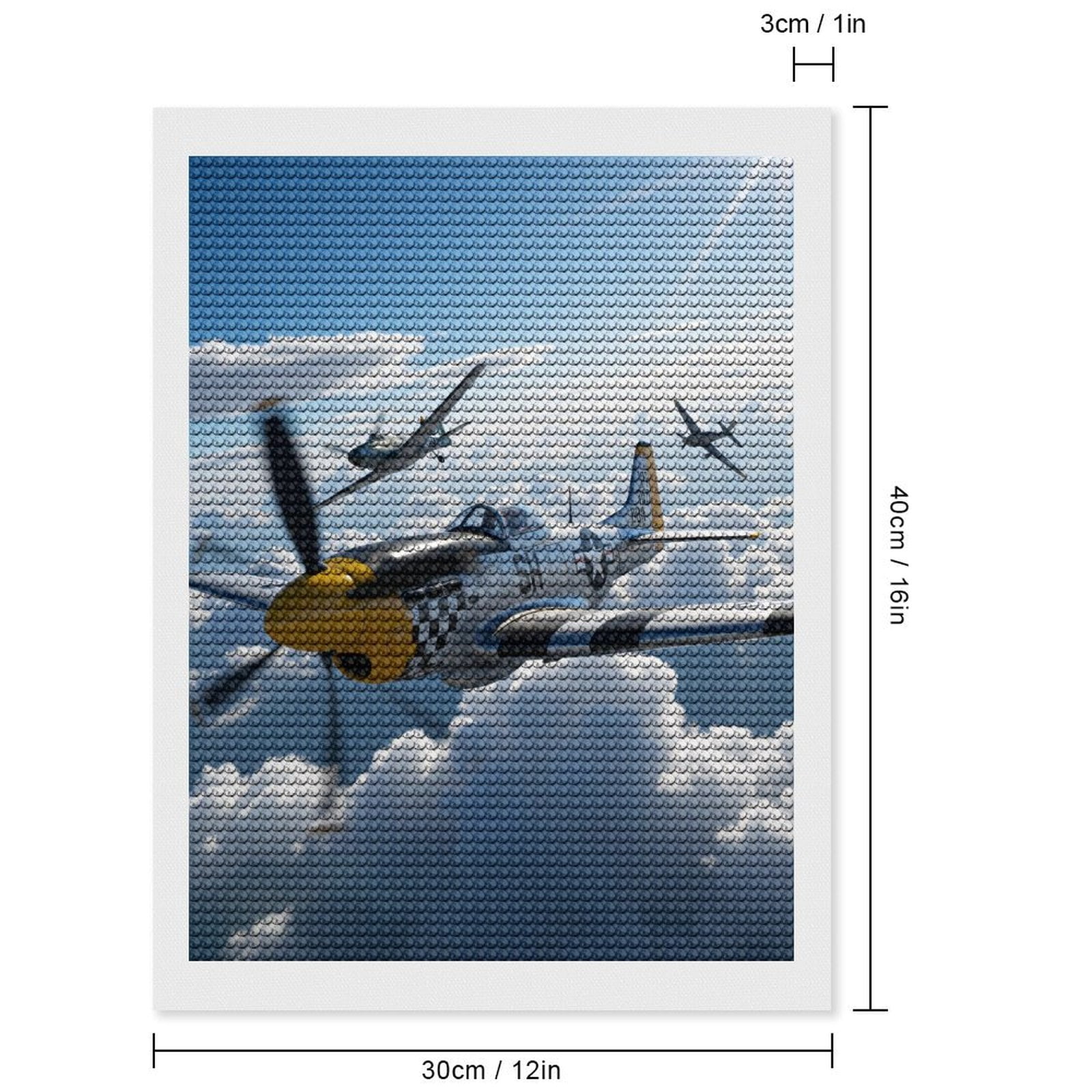 Diamond Art Kit for Adults, Vintage Airplanes Soaring Skies Diamond Painting for Adults Beginners, 5D DIY Diamond Art Painting Kits, Colorful Diamond Painting Craft for Home Decor 12x16