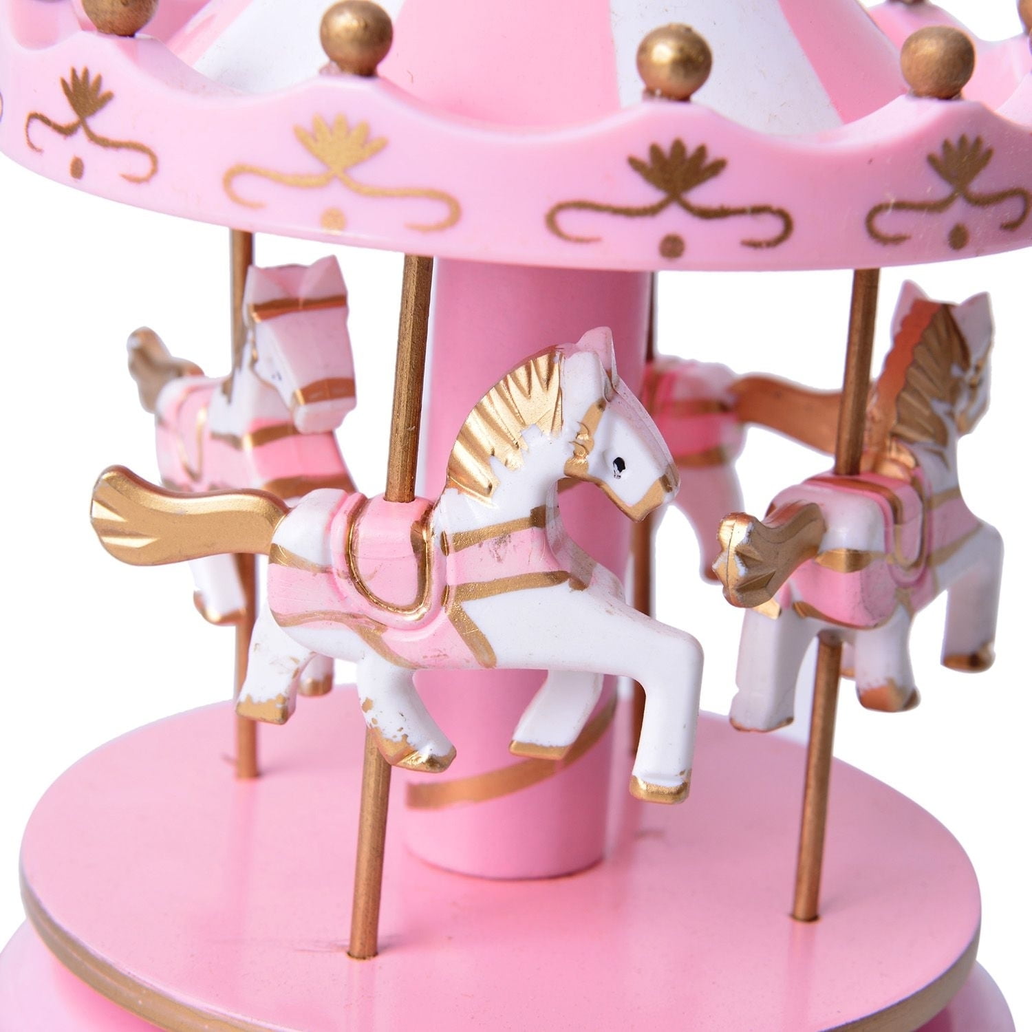 Wooden Circus 4 Horse Carousel Music Box Home Decoration Decor Gift l0z1 C5A2