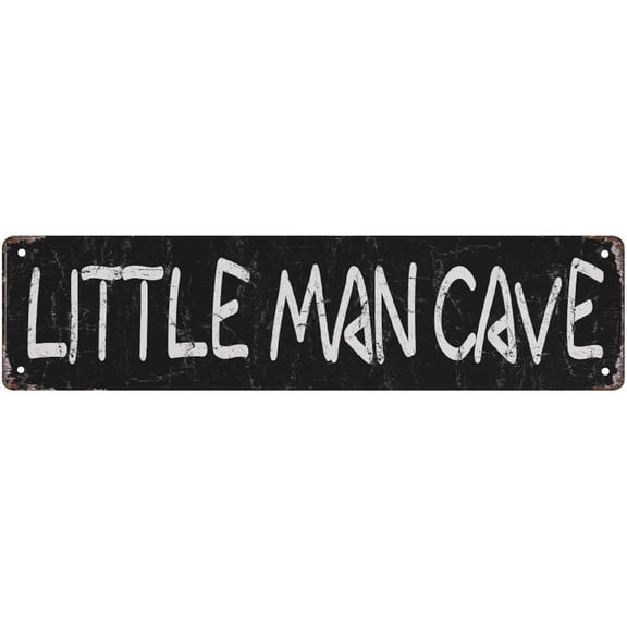 Little Man Cave Sign Aluminum 4x16 Inch Vintage Boys Room Wall Decor Rustic Nursery Playroom Game Room Metal Wall Art