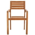 thumbnail image 3 of Safavieh Leon Wood Outdoor Dining Arm Chair - Set of 2, Natural, 3 of 12