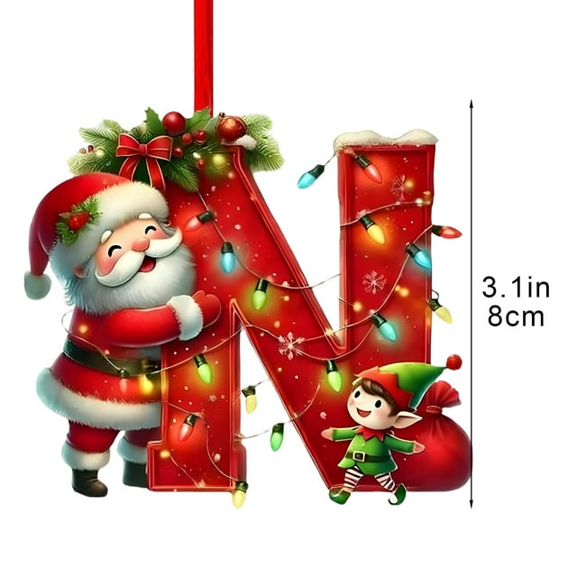 Decoraciones de Árbol de Navidad 26 Letra Colgante Regalo Decorativo Familia Colgantes de Fiesta de Navidad