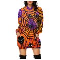 thumbnail image 3 of Sudadera con capucha y bolsillo con estampado digital de calabaza de Halloween para mujer, 3 of 5