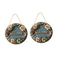 thumbnail image 3 of TISHITA 2Pcs Floral Welcome Signs 2D Front Door Door Hanger Signs Wall Signs 7.87inch Entryway Office Wood Plaque for Classroom Window Blue, 3 of 8