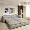 thumbnail image 4 of Miekor Furniture 93" King Size Sleeper Sofa Bed, Pull Out Sofa Bed, 3 in 1 Convertible Sleeper Sofa, Chaise Lounge,3 Seat Teddy Couch with 2 Lumbar Pillows for Living Room,Office No.9919, 4 of 8